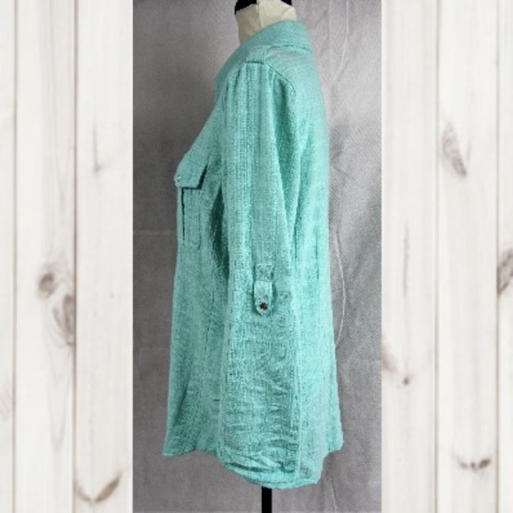 Soft Surroundings Medium Top Blouse Snap Front L/S - Picture 2 of 8